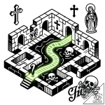 Tattoo design a dungeon crawl map with a glow… – style Flux Inscriptions – tattoo sketch (16.11.2025 07:12)