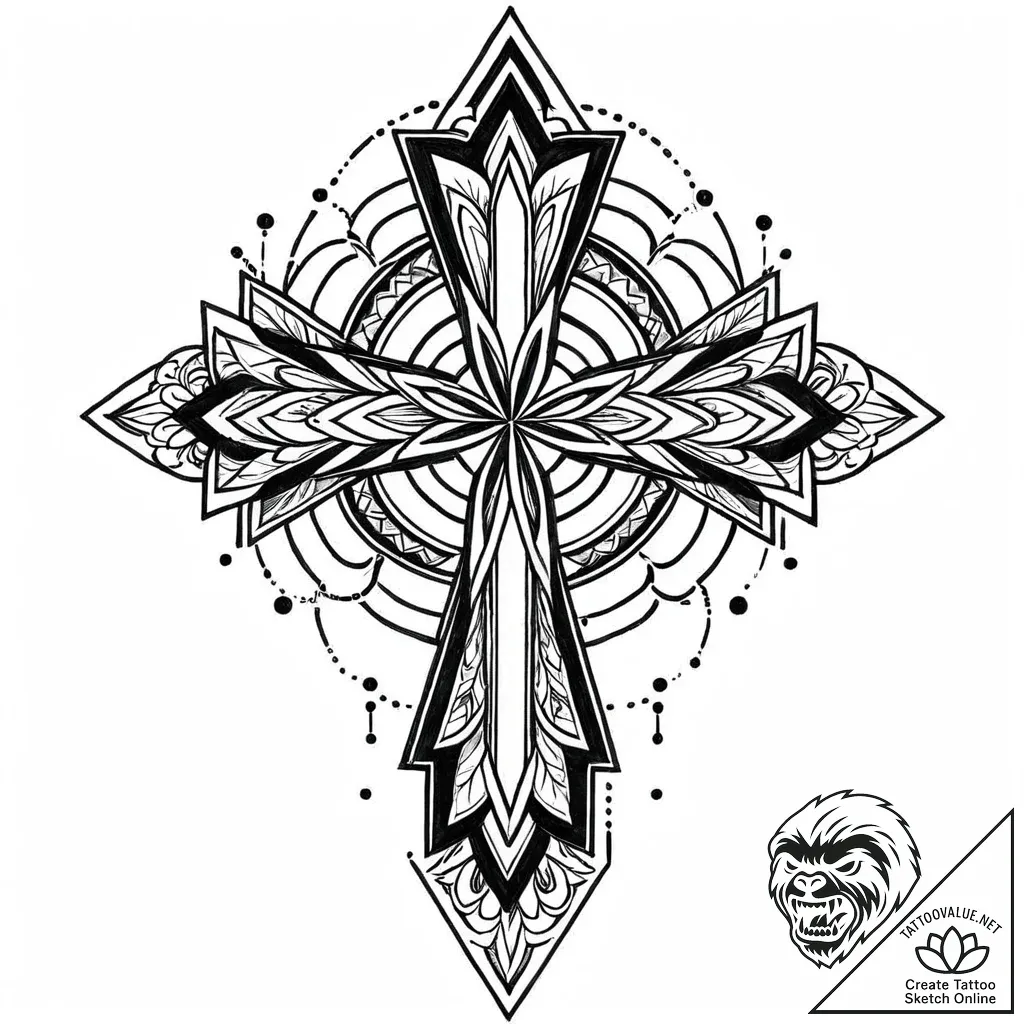 Tattoo sketch a "level up" icon with abstract... - style Jaeger Mini - tattoo sketch (16.11.2025 07:21)