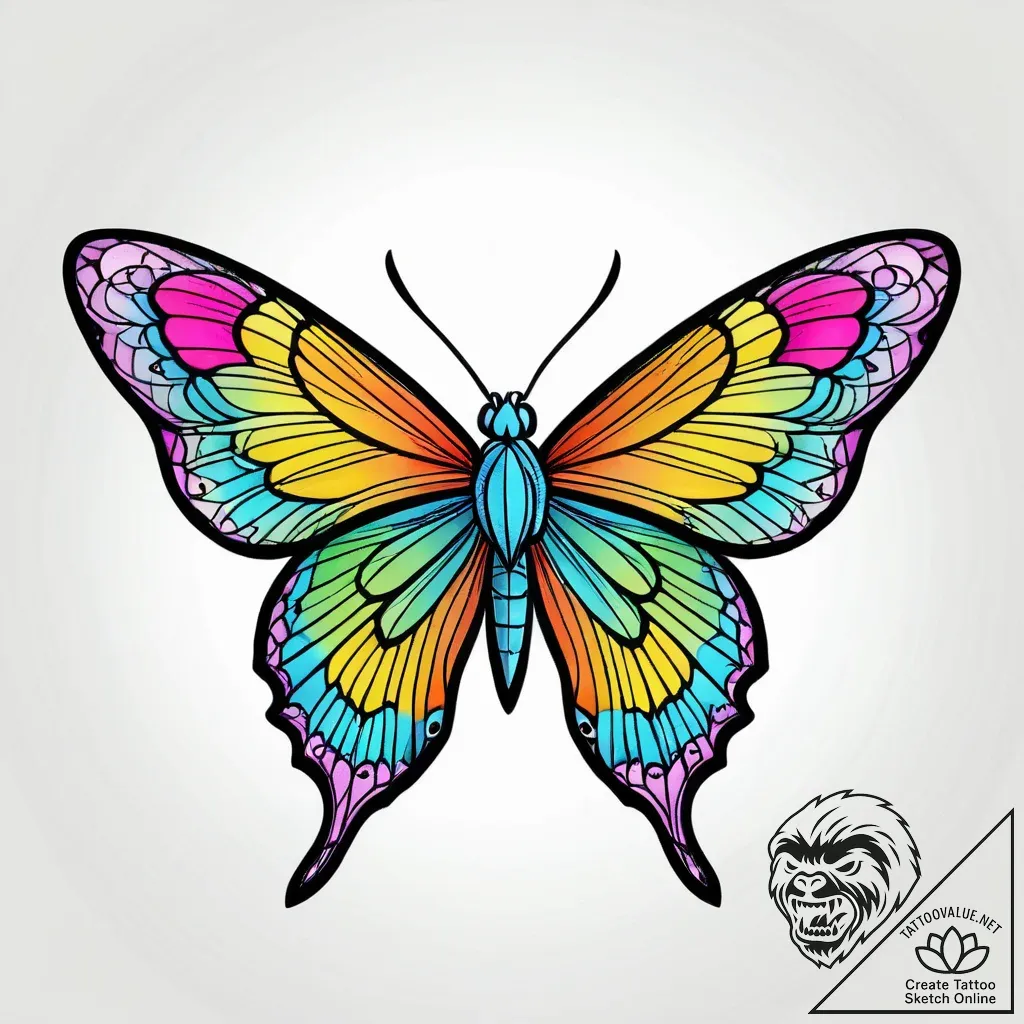 Tat tattoo sketch, colorful butterfly resting... - style Jagger Old - tattoo sketch (16.11.2025 07:27)