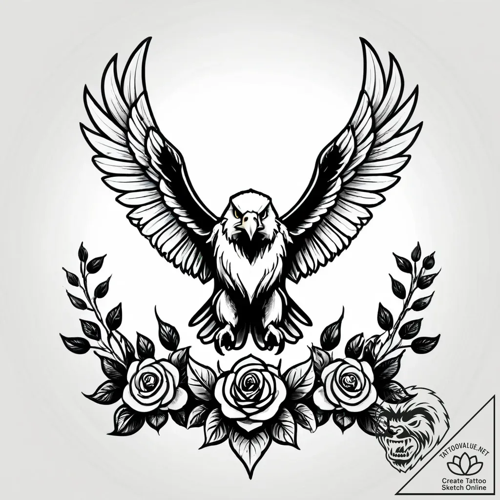 орел, ink illustration for tattoo, on a clean... - style Jagger Old - tattoo sketch (16.11.2025 07:47)