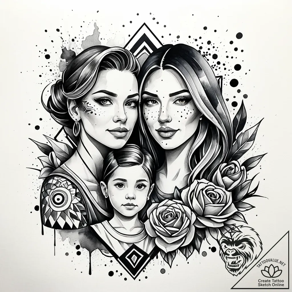 Tattoo design a simple, abstract "family port... - style Jaeger Simple - tattoo sketch (16.11.2025 08:17)