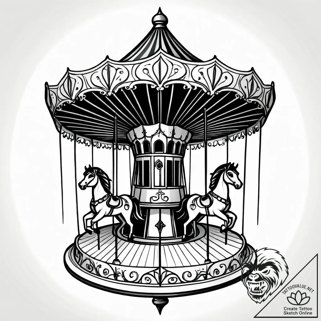 Haunted carousel in a state of decay, tattoo... - style Jagger Old - tattoo sketch (16.11.2025 08:26)