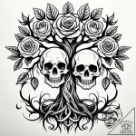 Tattoo design a pair of oak trees, their root… – style Jaeger Simple – tattoo sketch (16.11.2025 08:37)