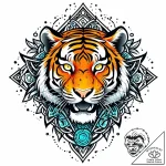 Tattoo sketch, tiger covered in mystic runes… – style Jaeger Mini – tattoo sketch (16.11.2025 08:41)