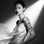 Tat tattoo sketch, fashion model posing with… – style Flux Inscriptions – tattoo sketch (16.11.2025 08:52)