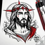 иисус христос, tattoo line art, on a clean wh… – style Jaeger Simple – tattoo sketch (16.11.2025 08:57)
