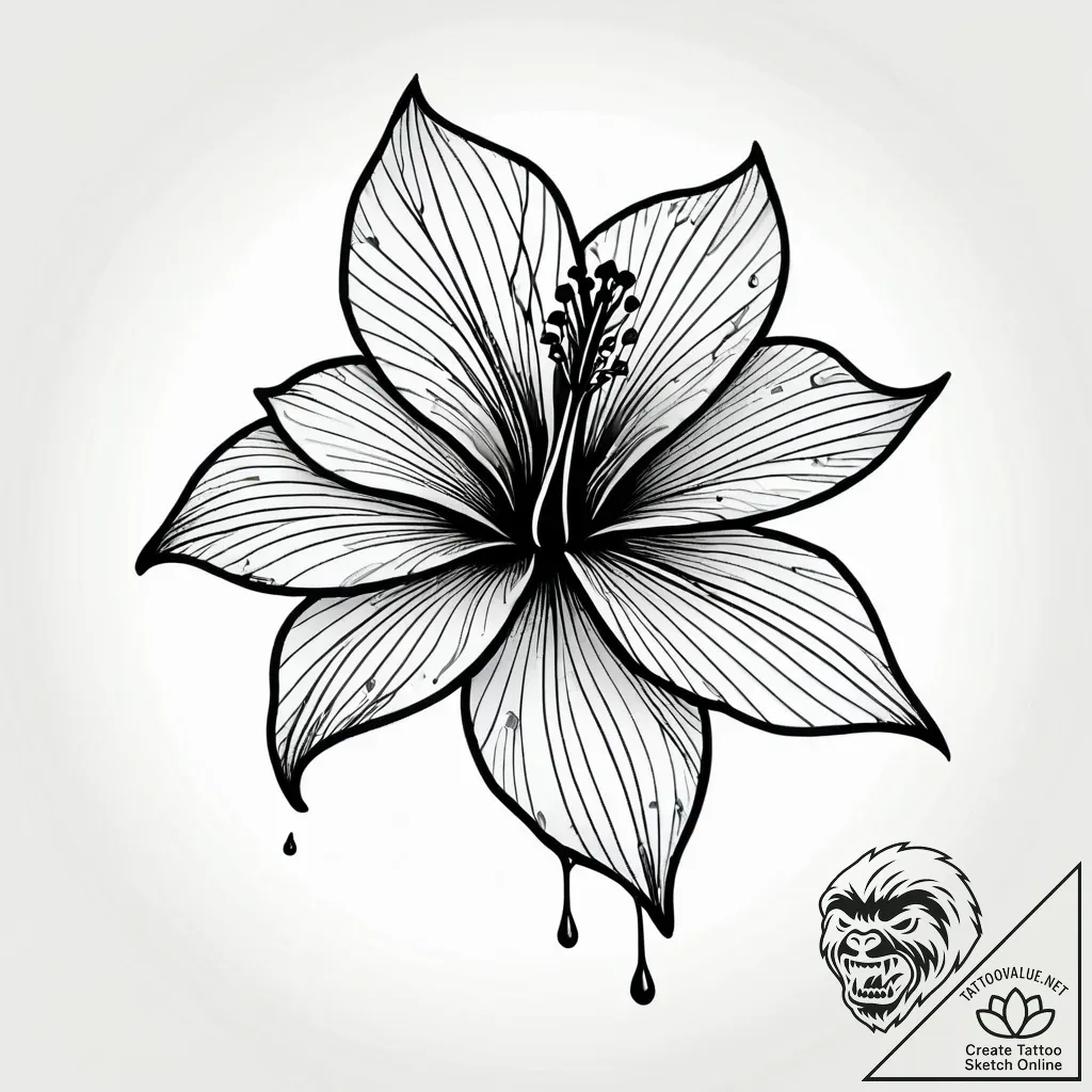 Tat tattoo sketch, vibrant hibiscus flower wi... - style Jagger Old - tattoo sketch (16.11.2025 09:26)