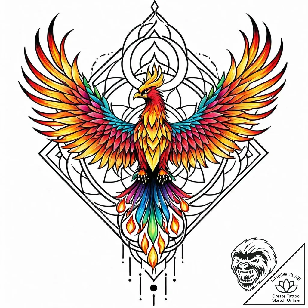 Tattoo design a phoenix, majestically flying... - style Jaeger Mini - tattoo sketch (16.11.2025 09:42)