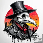 Plague doctor beneath crimson sky, tattoo dra… – style Jaeger Simple – tattoo sketch (16.11.2025 10:17)