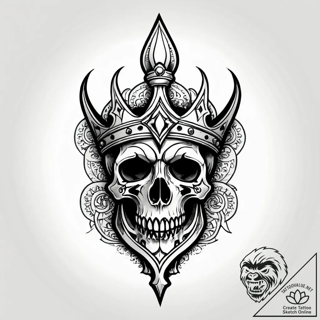 Hallowed blade crowned with bone, tattoo sket... - style Jagger Old - tattoo sketch (16.11.2025 10:27)