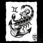 Tattoo design a zodiac sign combined with a c… – style Flux Inscriptions – tattoo sketch (16.11.2025 11:17)