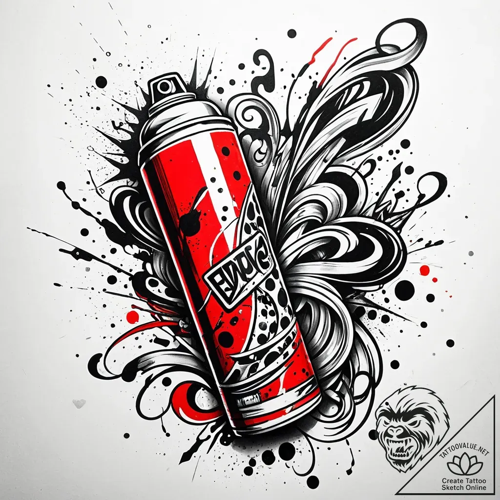Tat tattoo sketch, graffiti artist spraying v... - style Jaeger Simple - tattoo sketch (16.11.2025 11:27)