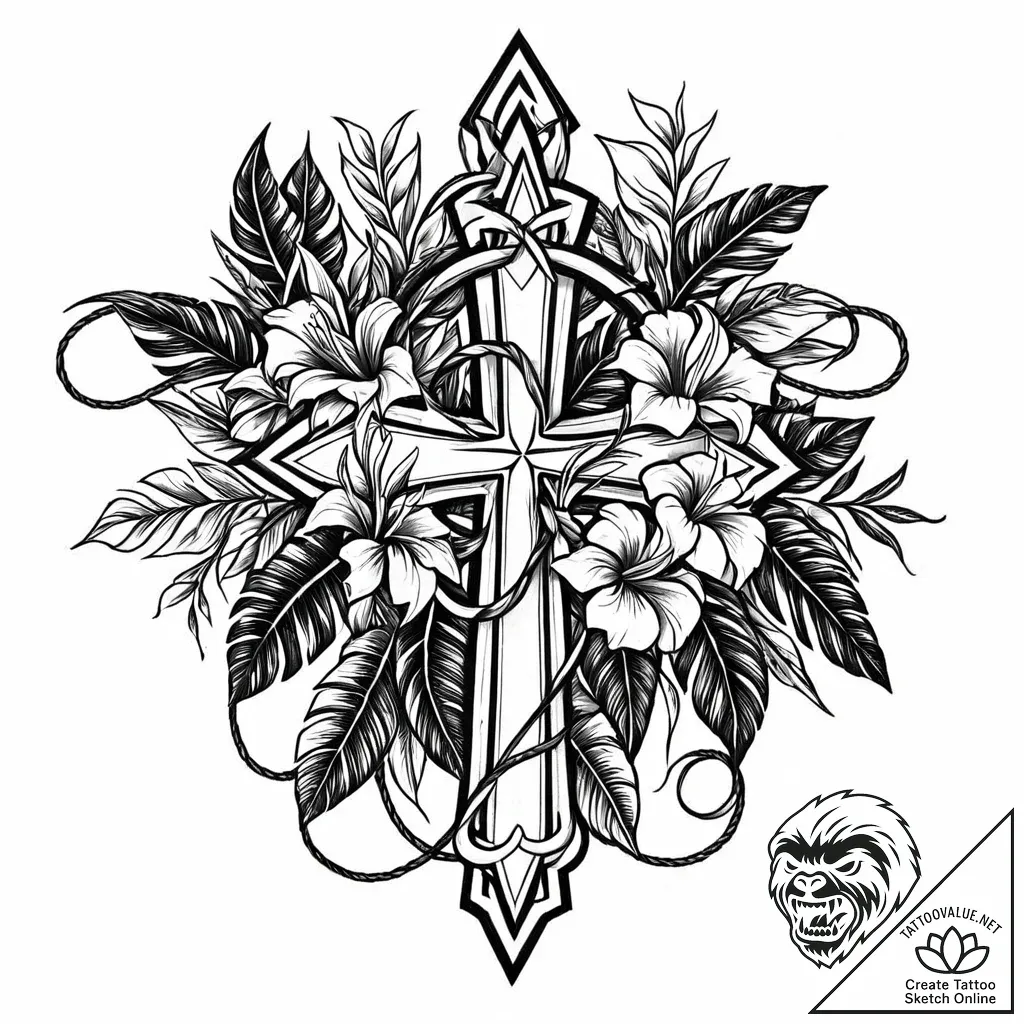 Tat tattoo sketch, dense jungle vines entwine... - style Jaeger Mini - tattoo sketch (16.11.2025 11:36)