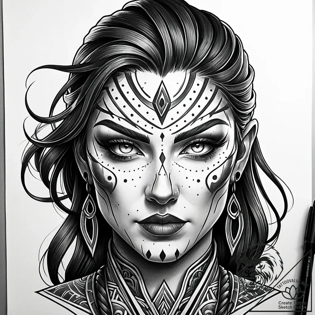 Tattoo design: a portrait of svarog, his face... - style Jaeger Simple - tattoo sketch (16.11.2025 12:07)