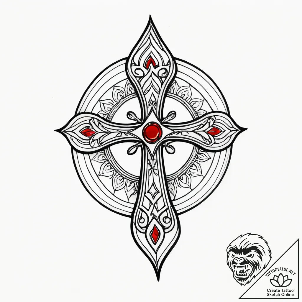 бусы, tattoo line art, detailed cross-hatchin... - style Jagger Old - tattoo sketch (16.11.2025 15:02)