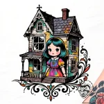 An abandoned dollhouse with intricate details… – style Flux Inscriptions – tattoo sketch (16.11.2025 15:22)