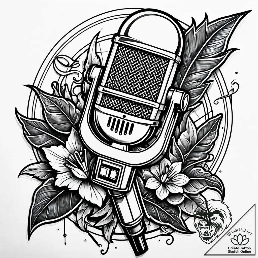 Tat tattoo sketch, rapperвђ™s microphone with... - style Jaeger Simple - tattoo sketch (16.11.2025 15:42)