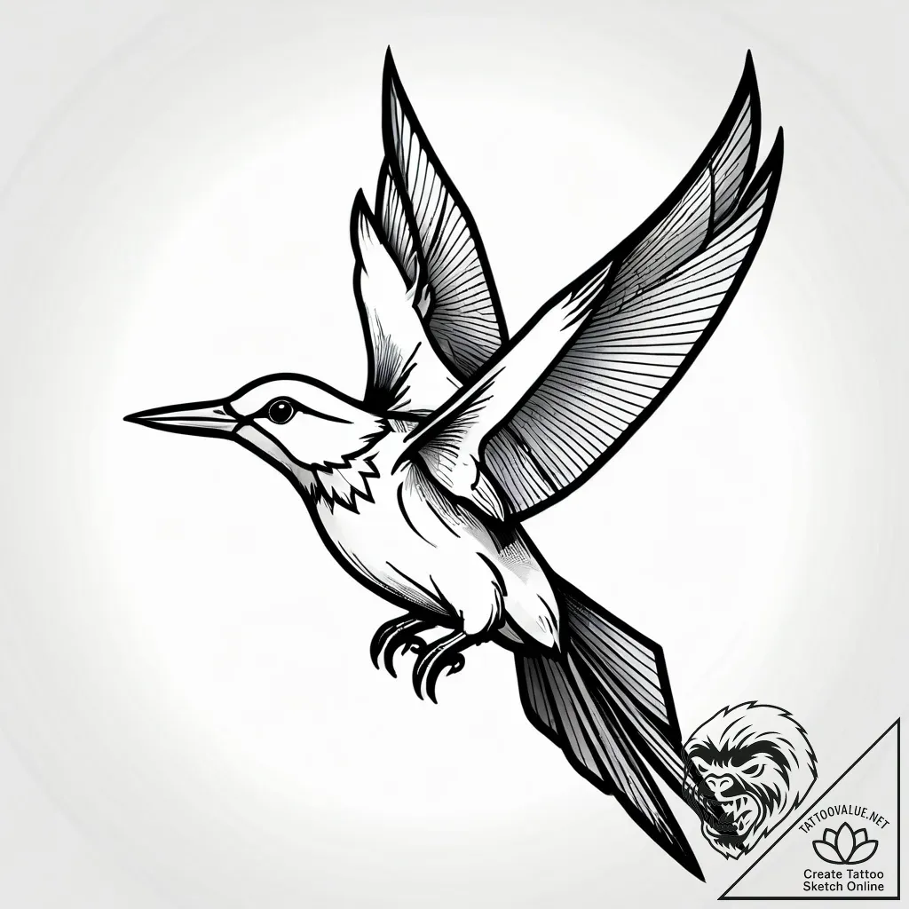 Tattoo sketch, bird with multi-colored wings... - style Jagger Old - tattoo sketch (16.11.2025 17:42)