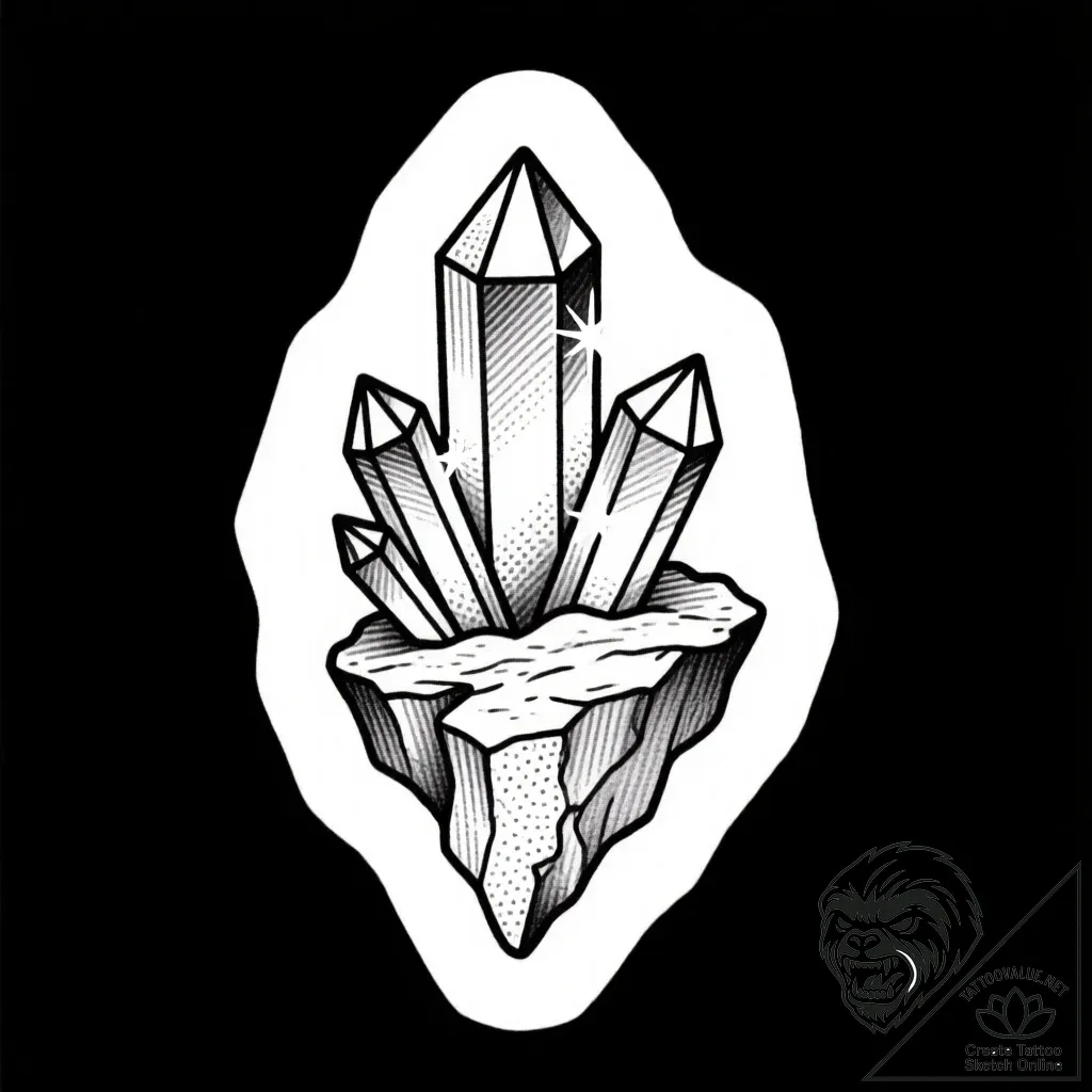 Tat tattoo sketch, radiant crystals growing f... - style Flux Inscriptions - tattoo sketch (16.11.2025 18:02)