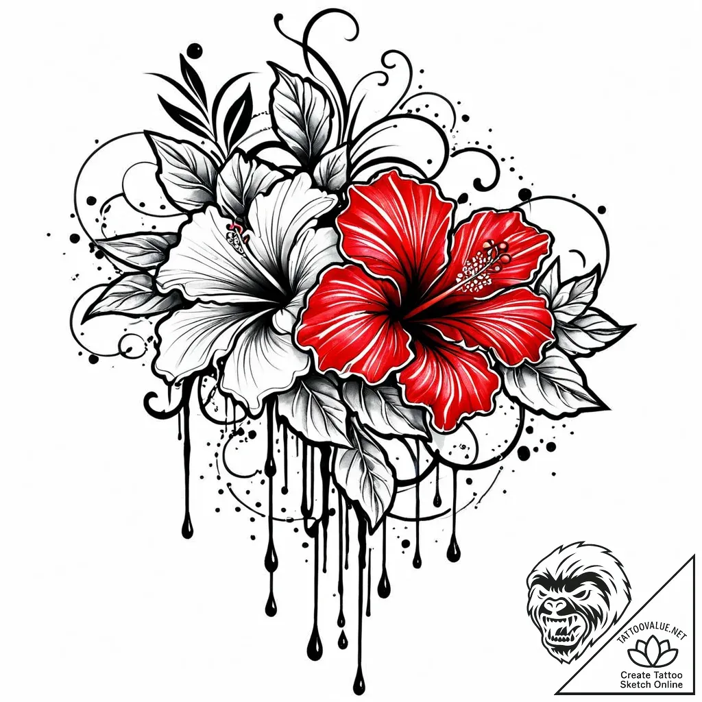 Tat tattoo sketch, vibrant hibiscus flower wi... - style Jaeger Mini - tattoo sketch (16.11.2025 18:41)