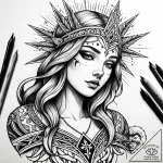 Tattoo sketch: a serene, yet haunting, depict… – style Jaeger Simple – tattoo sketch (16.11.2025 19:42)