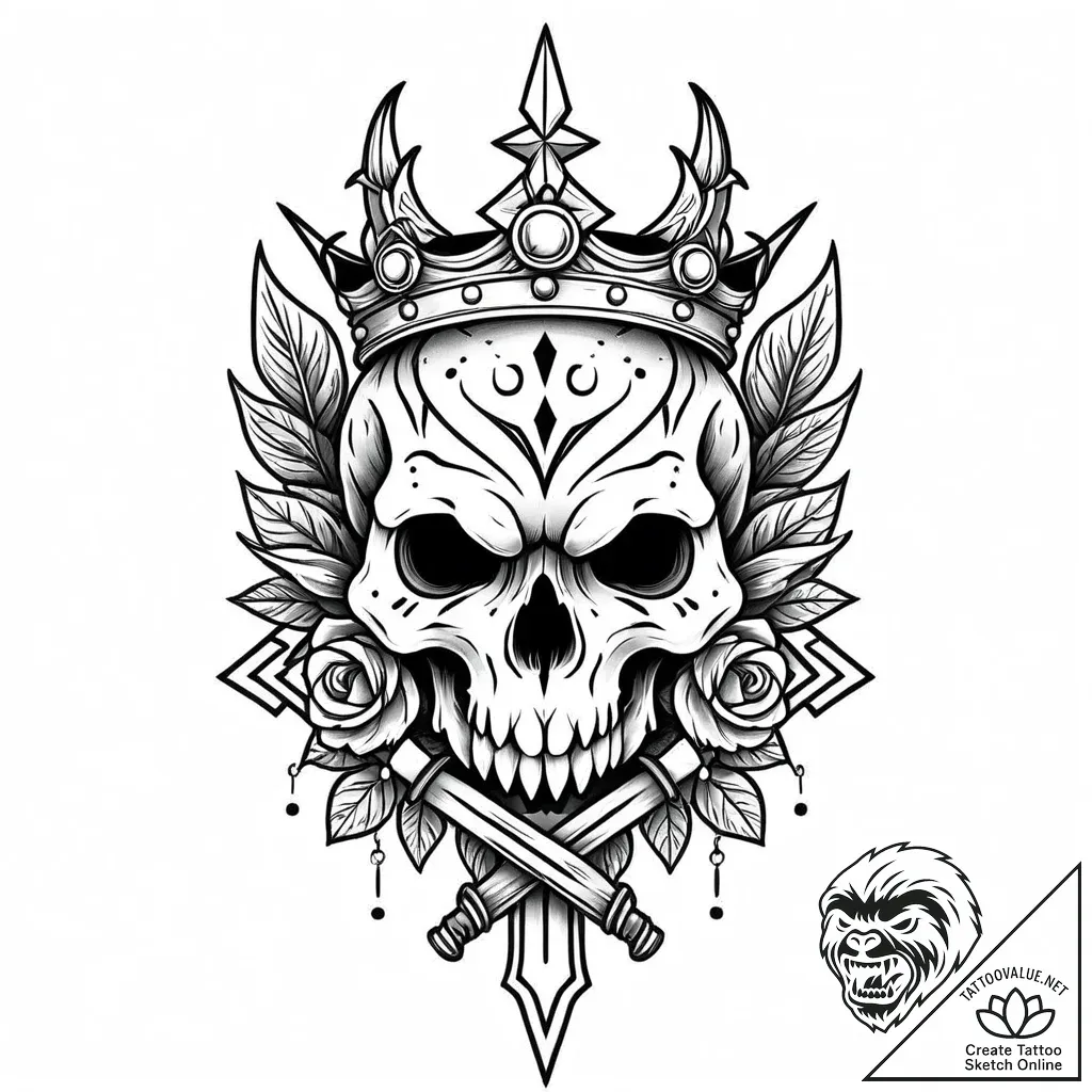 Owl skull crowned with runes, concept art for... - style Jaeger Mini - tattoo sketch (16.11.2025 20:02)