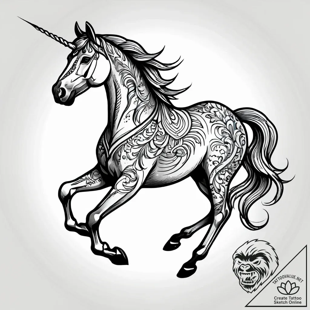 Tattoo sketch, spirit galloping through river... - style Jagger Old - tattoo sketch (16.11.2025 20:21)