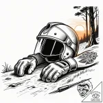 Tat tattoo sketch, cyclist’s helmet and glove… – style Flux Inscriptions – tattoo sketch (16.11.2025 20:42)