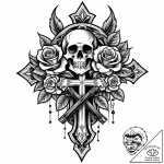 Tattoo design a pair of crossed antique pisto… – style Jaeger Mini – tattoo sketch (16.11.2025 22:08)