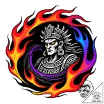 Tat tattoo sketch, xibalba lurking behind fla… – style Flux Inscriptions – tattoo sketch (16.11.2025 22:14)