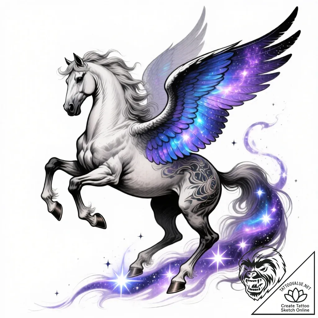 Pegasus - style Flux Inscriptions - tattoo sketch (16.11.2025 22:26)