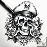 Tat tattoo sketch, skull with sailor’s hat an… – style Jaeger Simple – tattoo sketch (16.11.2025 22:28)