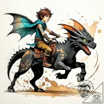 Tattoo sketch, hiccup riding dragon with wind… – style Jaeger Simple – tattoo sketch (16.11.2025 22:40)