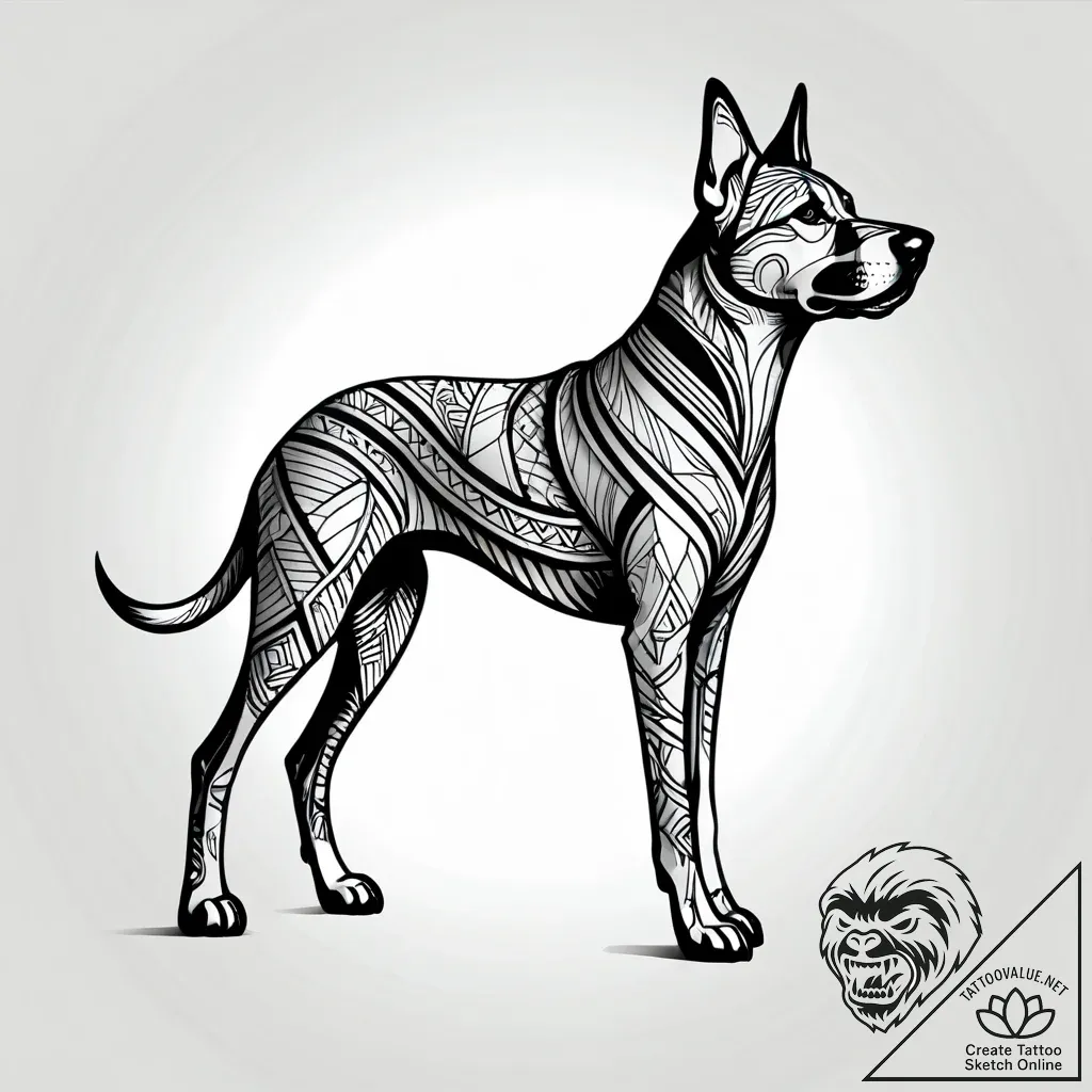 Tattoo sketch, dog silhouette blending with t... - style Jagger Old - tattoo sketch (16.11.2025 22:47)