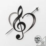 Tattoo design a music note forming a heart.,… – style Flux Inscriptions – tattoo sketch (16.11.2025 23:02)