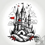 Tat tattoo sketch, towering castle with flutt… – style Jagger Old – tattoo sketch (16.11.2025 23:10)