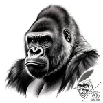 A silverback gorilla looking thoughtfully int… – style Flux Inscriptions – tattoo sketch (16.11.2025 23:14)