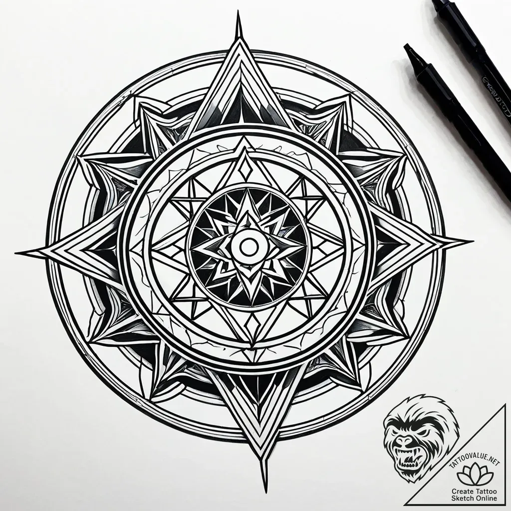 Tattoo sketch, ged’s silhouette with magic ci... - style Jaeger Simple - tattoo sketch (16.11.2025 23:29)