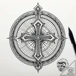 Frosted blade in ritual circle, ink illustrat… – style Jaeger Simple – tattoo sketch (16.11.2025 23:41)