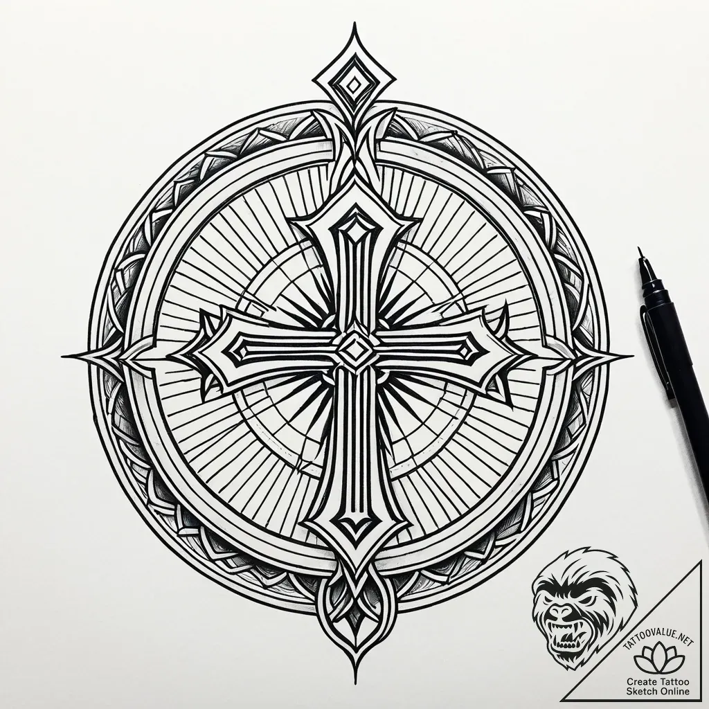 Frosted blade in ritual circle, ink illustrat... - style Jaeger Simple - tattoo sketch (16.11.2025 23:41)