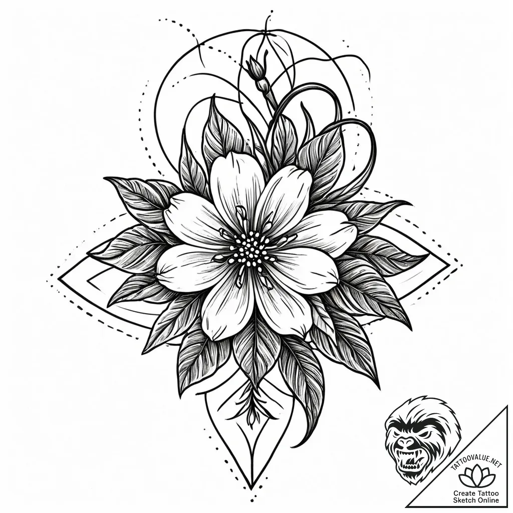 Tattoo sketch a blooming flower bud and a ful... - style Jaeger Mini - tattoo sketch (16.11.2025 23:43)