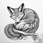 Tattoo sketch, small minimalist fox curled up… – style Jaeger Simple – tattoo sketch (17.11.2025 00:17)