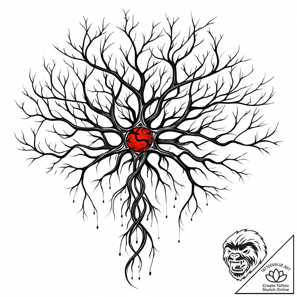 Neuron, symbolizing thought, connection, and... - style Jaeger Mini - tattoo sketch (17.11.2025 00:31)