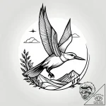 A whimsical bird flying over mountains, freed… – style Jagger Old – tattoo sketch (17.11.2025 00:46)