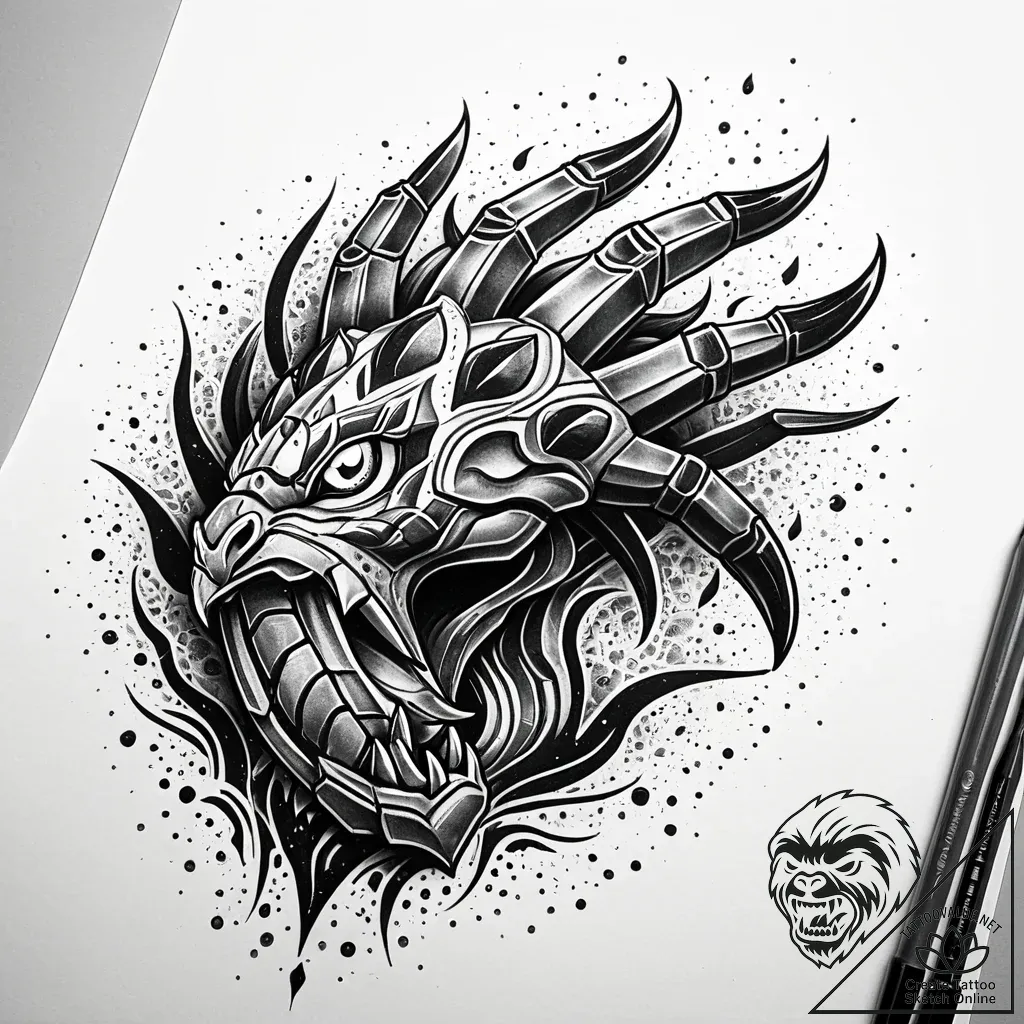 Tattoo sketch a mythological creature's power... - style Jaeger Simple - tattoo sketch (17.11.2025 00:53)