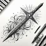 Dark blade reflecting starlight, tattoo drawi… – style Jaeger Simple – tattoo sketch (17.11.2025 01:05)