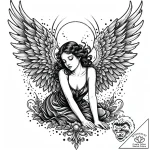 падший ангел, ink illustration for tattoo, do… – style Jaeger Mini – tattoo sketch (17.11.2025 01:20)