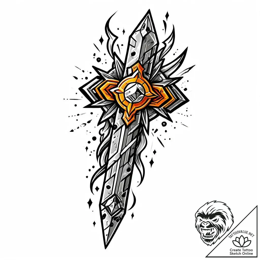 Dagger forged from meteorite, tattoo drawing... - style Jaeger Mini - tattoo sketch (17.11.2025 01:31)