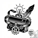 Tat tattoo sketch, entrepreneurвђ™s gear and… – style Flux Inscriptions – tattoo sketch (17.11.2025 01:38)