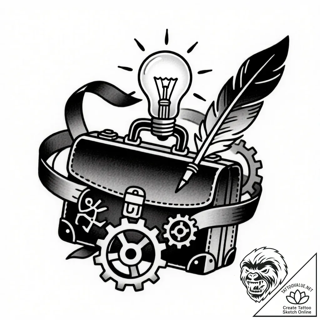 Tat tattoo sketch, entrepreneurвђ™s gear and... - style Flux Inscriptions - tattoo sketch (17.11.2025 01:38)